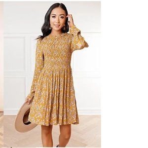 Bohme Yellow Molly Smocked Dress